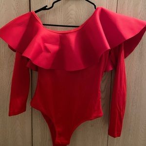 NWOT SHEIN Red Flare Bodysuit in S